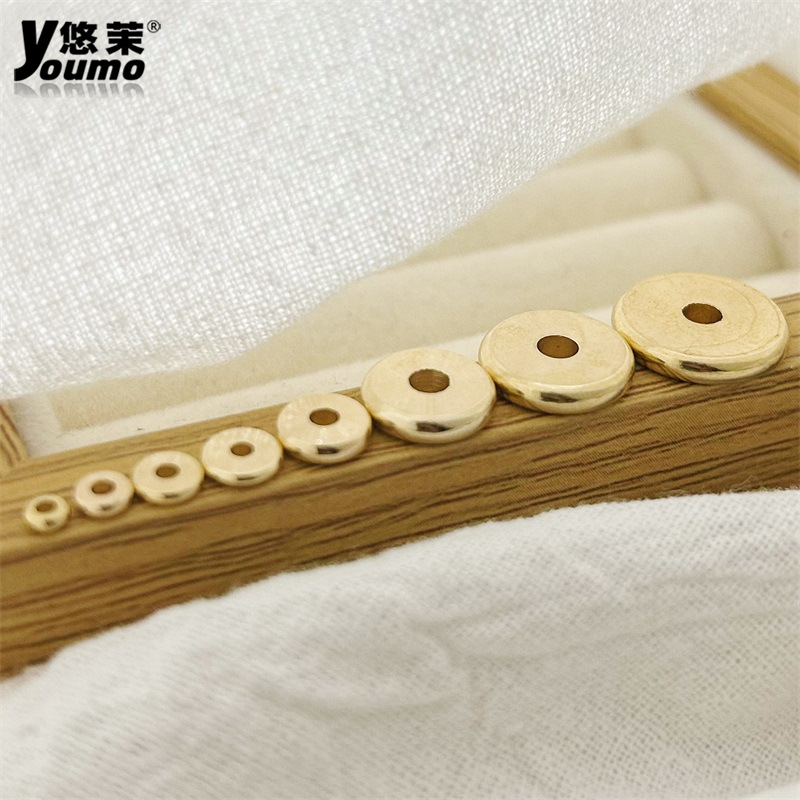 Brass spacer diy Wenwan bracelet flat glossy plain Abacus wheel loose beads gasket Xizang jewelry accessories material