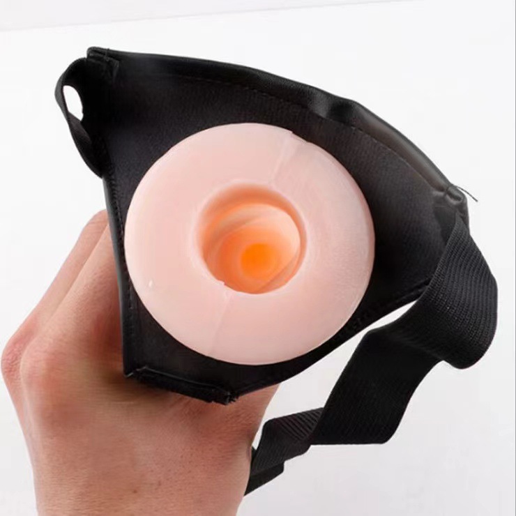 Men's and Women's Wearable Artificial Den Hollow Leather Pants les Masturbator Visiator Adult Sex Products