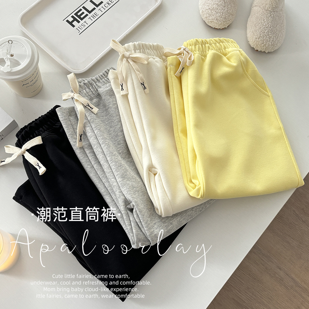 Spring and Autumn New Girls' Wide Leg Pants Straight Leg Pants Children's Sports Pants Korean Style Western Style Loose All-match Pants