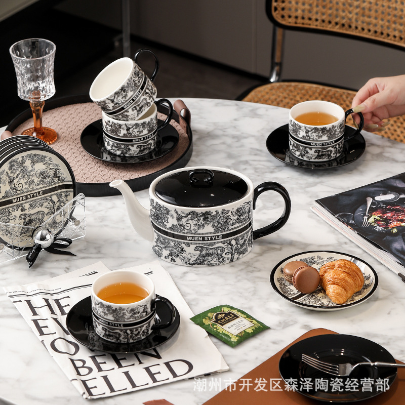 Flower Tea Pot suit Household Health Fruit Flower Tea Pot Exquisite Forest Cup and Saucer Ceramic Tea Set Gift Box