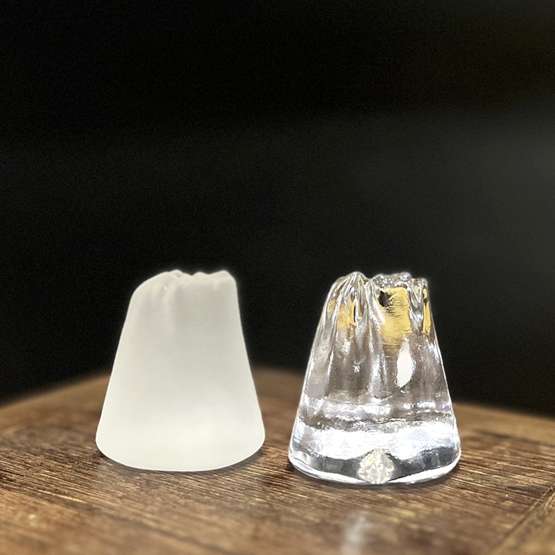 Fushan Crystal Glass Lidded Bowl Lid with the Character "Fu" on It, Handmade Solid Pot Holder, Tea Pet, Tea Set Accessories Wholesale