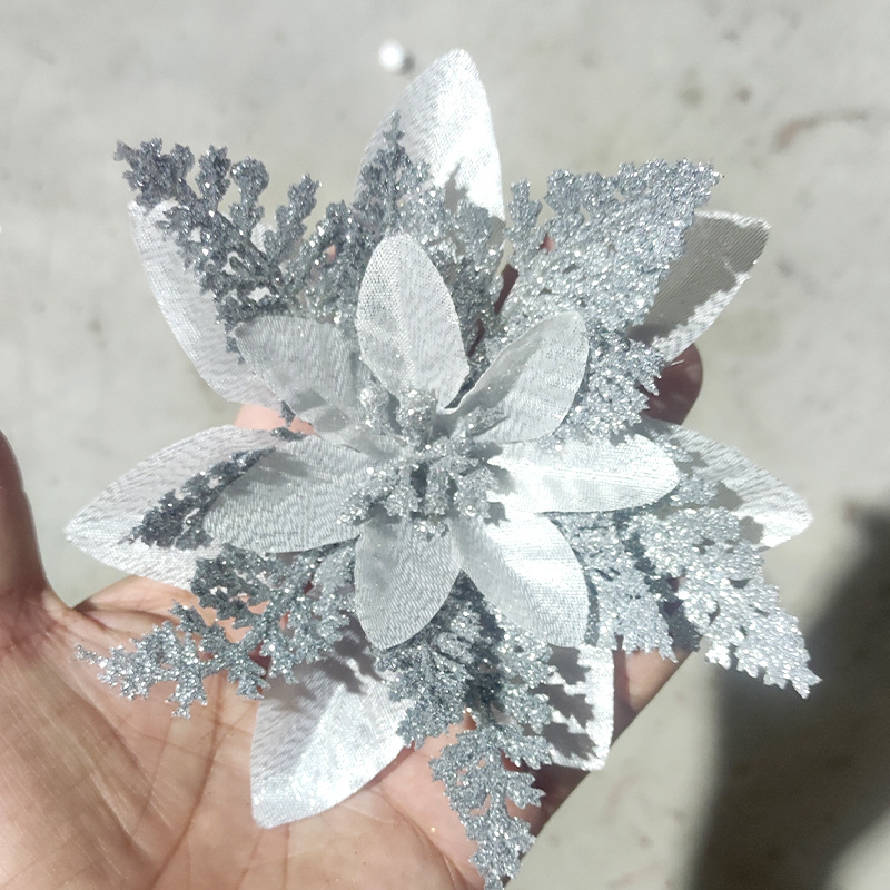 New Simulation Christmas Flower Three-Layer Simulation First-Class Red Artificial Flower Christmas Decoration Garland Decoration Wholesale