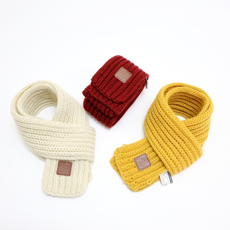 Children's scarf fashion solid color knitted South Korea hot winter warm scarf men and women baby all-match wool collar
