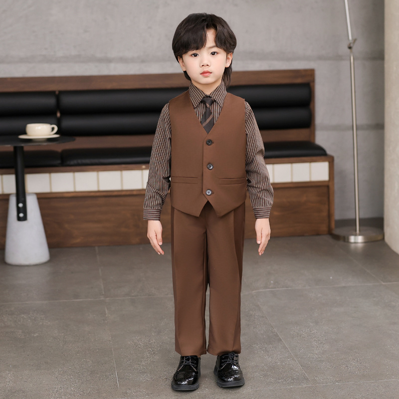 Children's Vest Dress suit Summer Flower Girls Wedding Dress Baby's Birthday Suit Boys' Performance Suit