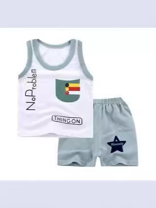 2025 Детский летний хлопковый жилет корейский стиль безрукавный комплект для мальчиков и девочек, малышей и младенцев