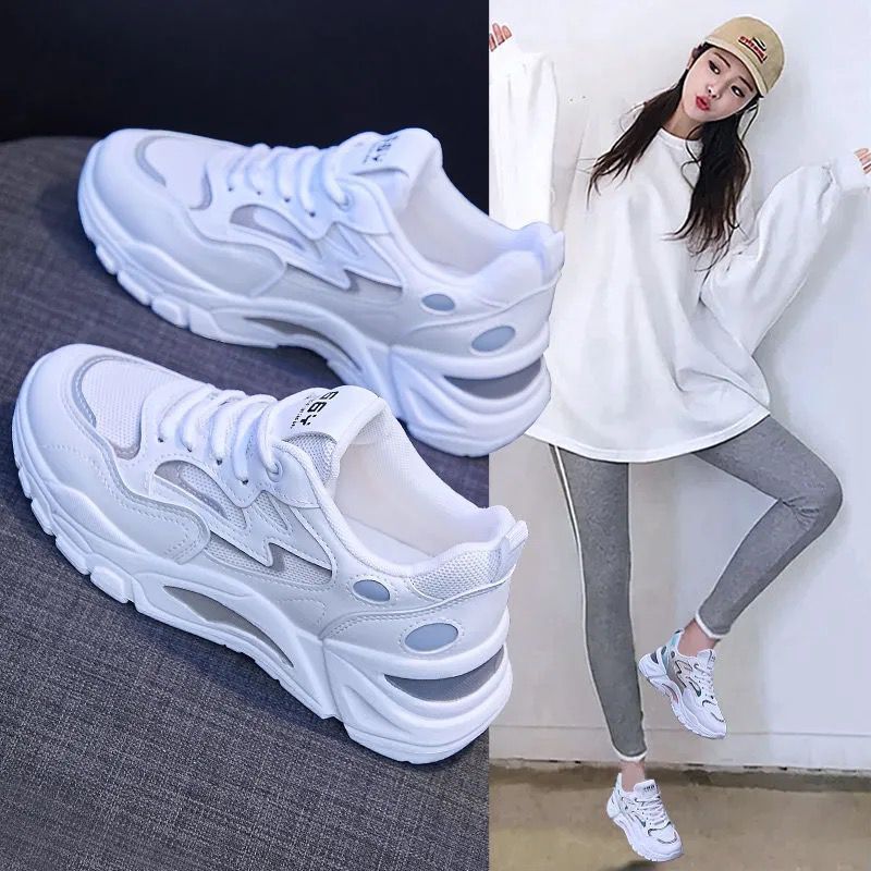 2024 New Autum Korean Style Ins Dad Shoes for Female Students Versatile Thick-Soled Sports Shoes for Women Street Photography Casual 811-1