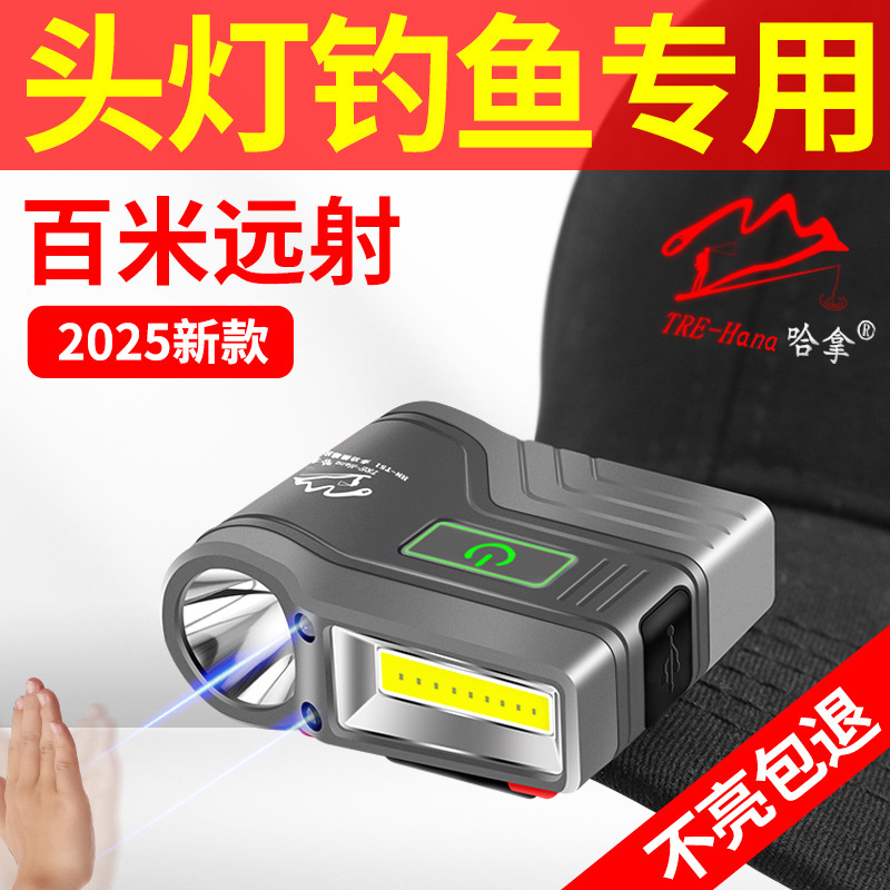 Лампа для ночной рыбалки, светодиодная, мощная, с зарядкой, крепление на голове