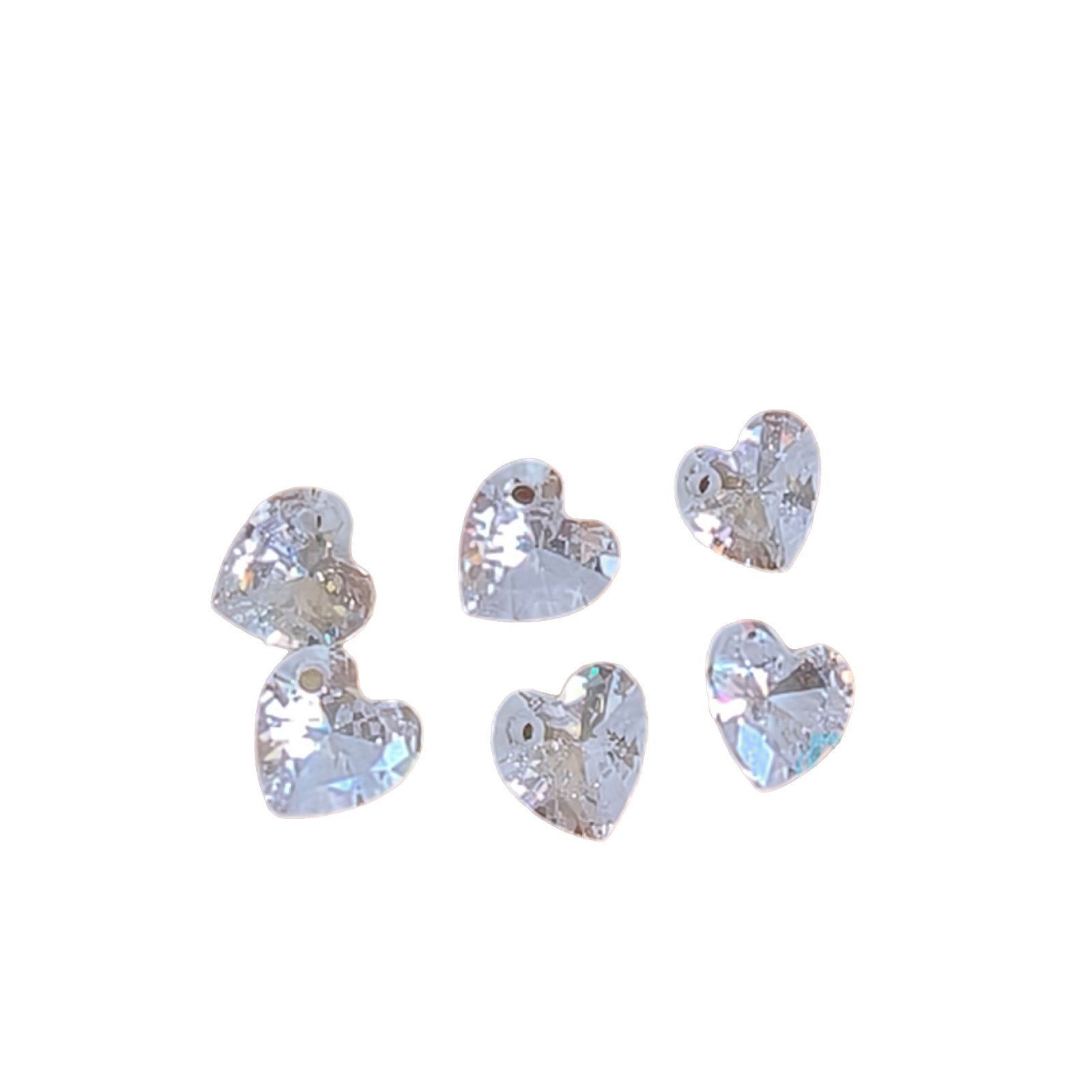 Diy6*6Mm Heart-Shaped Nail Art Decorations with Holes, Micro Zirconia, Super Shiny Plated Base, Marquise Heart-Shaped Nail Decorations