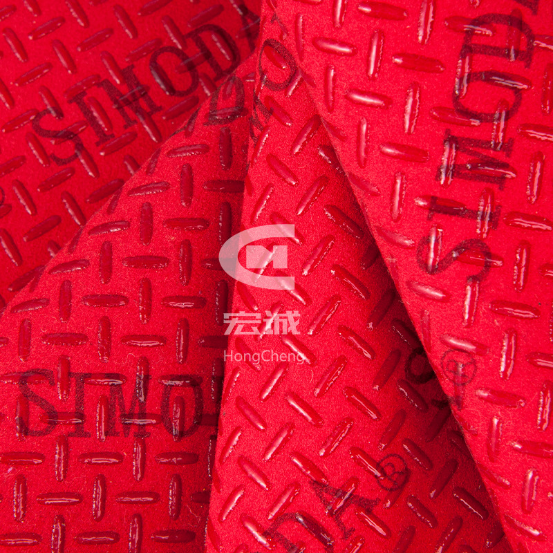 Red Simple Hotel Anti-Slip Cloth with Customizable Logo Soft Printed Glove Fabric Silicone Cross-Drop Plastic Fabric