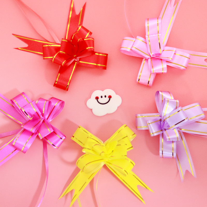 Gift Gold Edge Flower Decoration Boxed Gift Bow Packaging Ribbon Wedding Car Decoration Stereo Flower