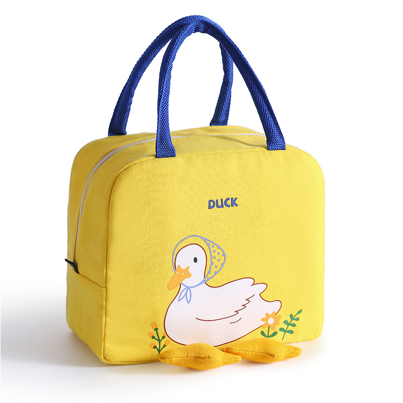 Yellow Duck Lunch Bag Cute Cartoon Lunch Bag Handbag Storage Insulation Bag Canvas Lunch Box Bag