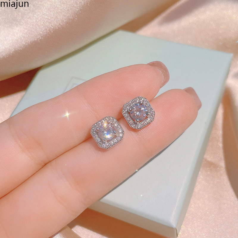 Authentic Square Zircon Necklace, Ring, Earrings Set, Accessible Luxury Niche High-End Necklace for Women, Exquisite Style for the New Year