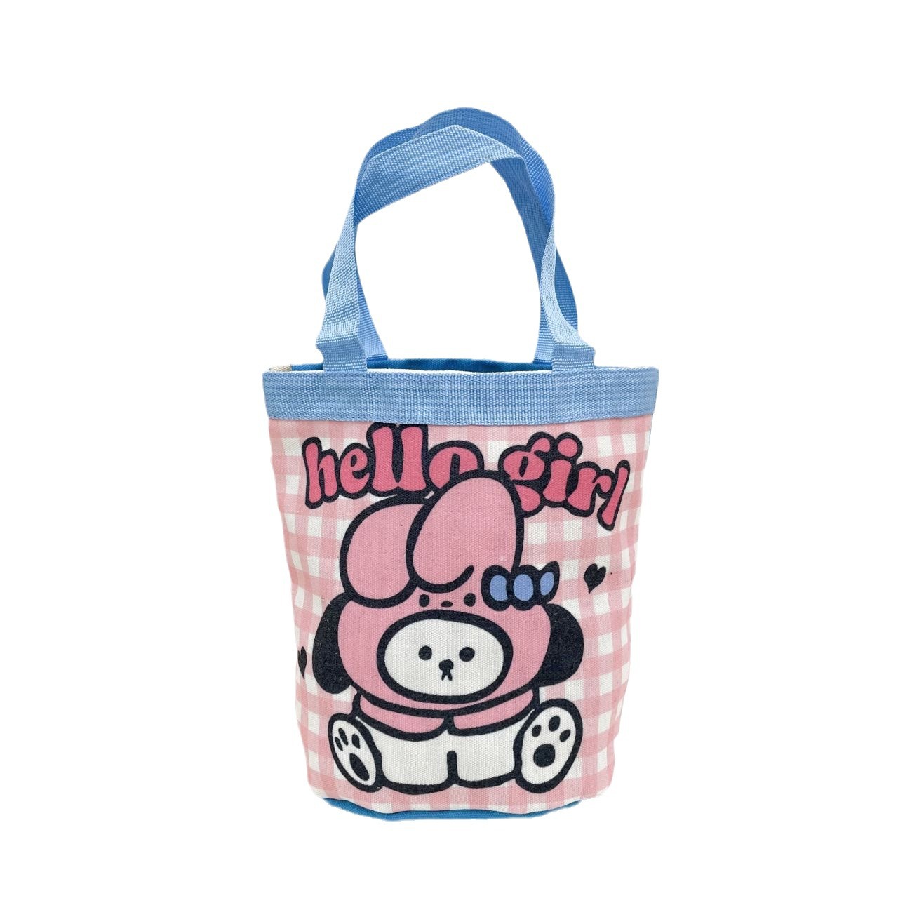 Cute Graffiti Bucket Bag Ins Printed Cylinder Bag Canvas Lunch Bag Han Feng Girl Hand Lunch Box Mummy Bag