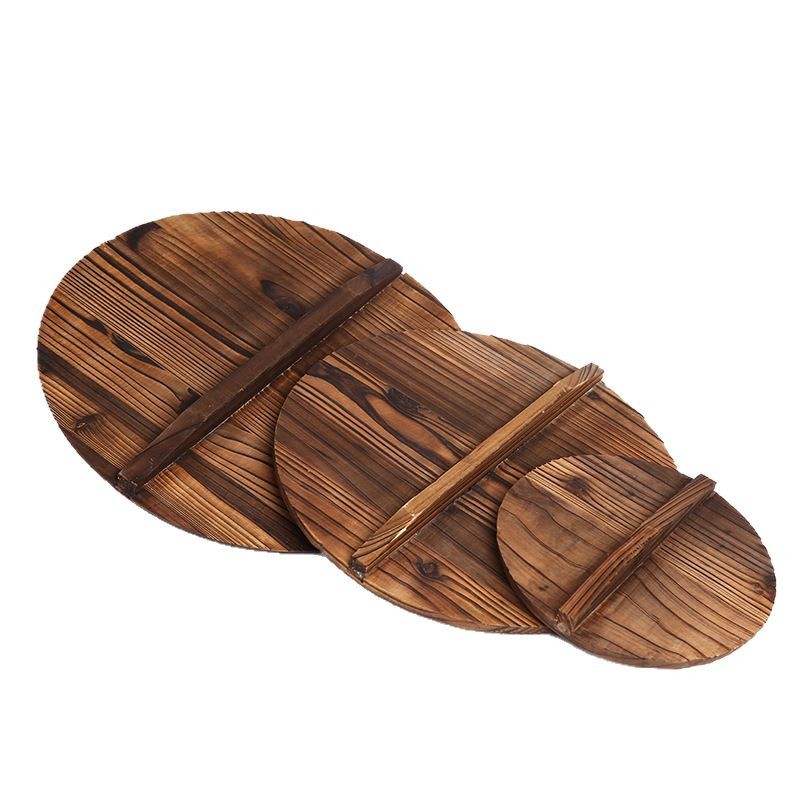 Household Old-fashioned Chinese Fir Pot Cover Wok Cover Wooden Head Large Pot Cover Solid Wood Pot Cover Water Tank Lid Universal Lid Heat Resistant