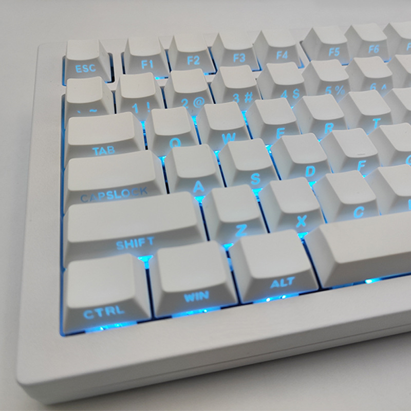 Pbt Side-Printed Keycaps, Closed Character, Double-Shot Injection Molding, Luminous Keycaps, Dye-Sublimation Material, Side-Printed White, 143 Keys