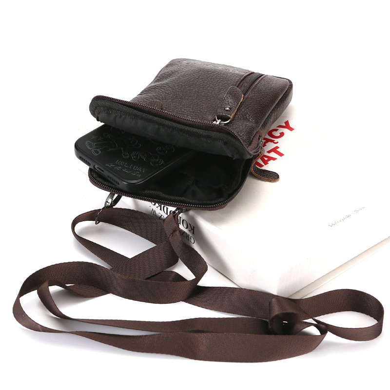 New leather mobile phone waist bag outdoor shoulder slung small bag passport ID bag fashion waist bag mobile phone bag wholesale
