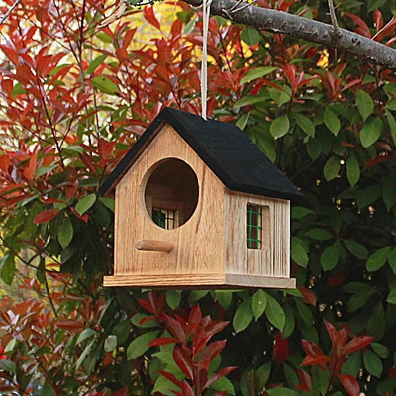 Зеленая уличная коробка из массива дерева для разведения дождевых птиц гнездо для попугаев теплое гнездо красивое гнездо для птиц