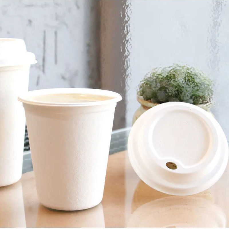 Sugar Cane Milk Tea Coffee Cup Lid Disposable Hot and Cold Drink Paper Pulp Cup Lid Biodegradable 80 90 Caliber 8 Ounces