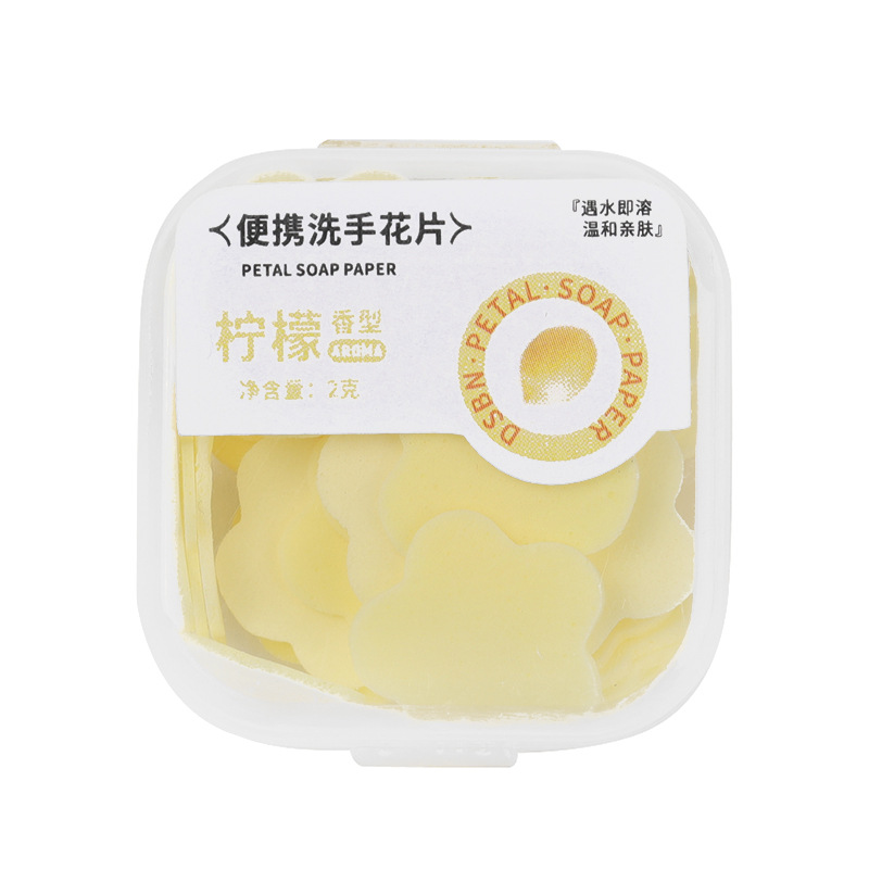 Portable Hand Soap Paper Soap Paper for Students and Kidsren Disposable Travel Mini Petal Soap Flakes Box