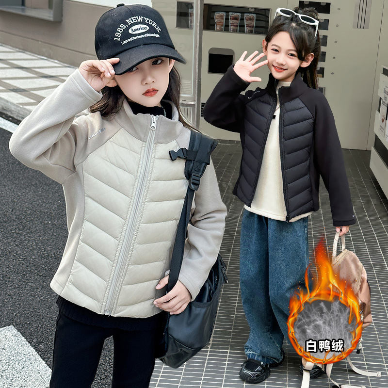 Легкая куртка из пуха для детей, артефакт школьной формы 2025 года, теплая внутренняя одежда для мальчиков и девочек среднего и старшего возраста