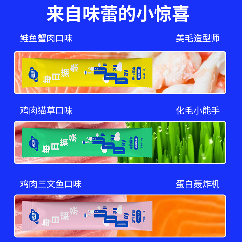 Xingqiqu Cat Snacks Cat Bars Fattening Hair Cheeks Meat Sauce Calcium Supplement Nutritional Pet Snack Bars for Adult Cats and Kittens