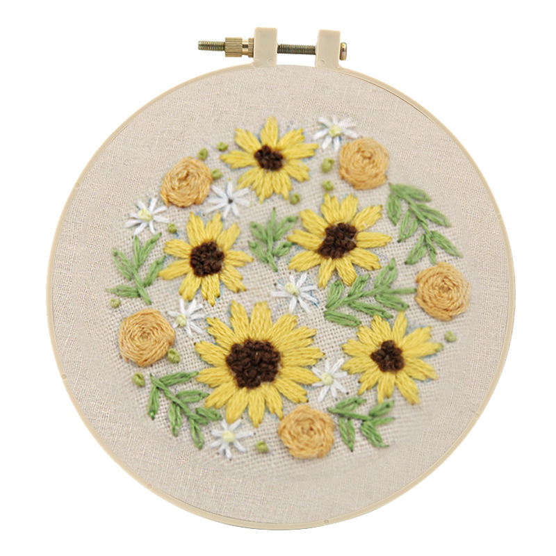 Handmade embroidery diy material bag antique 10cm hanging picture Lu embroidery flowers school gift children's handmade embroidery bag