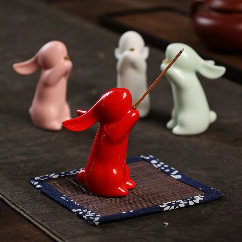Креативные керамические фигурки кролика, подарок на год кролика, домашние аксессуары для благовоний