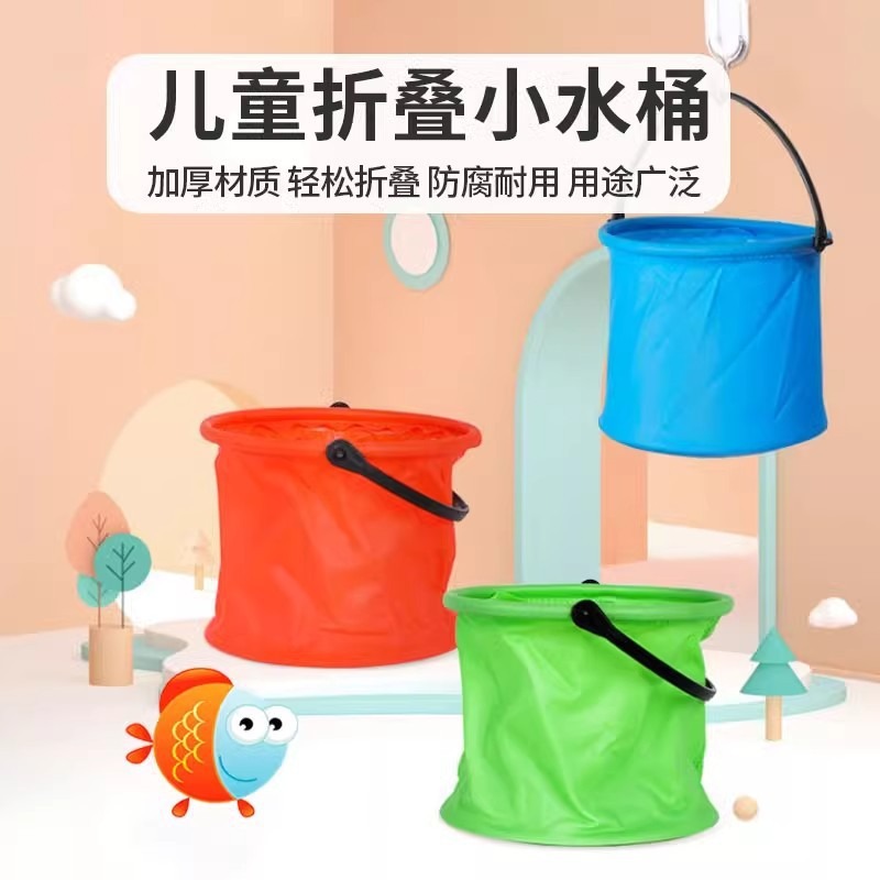 Folding Bucket Kidsren's Satchel Fishing Bucket Satchel Art Pen Washing Bucket Outdoor Beach Fishing Telescopic Fishing Bucket