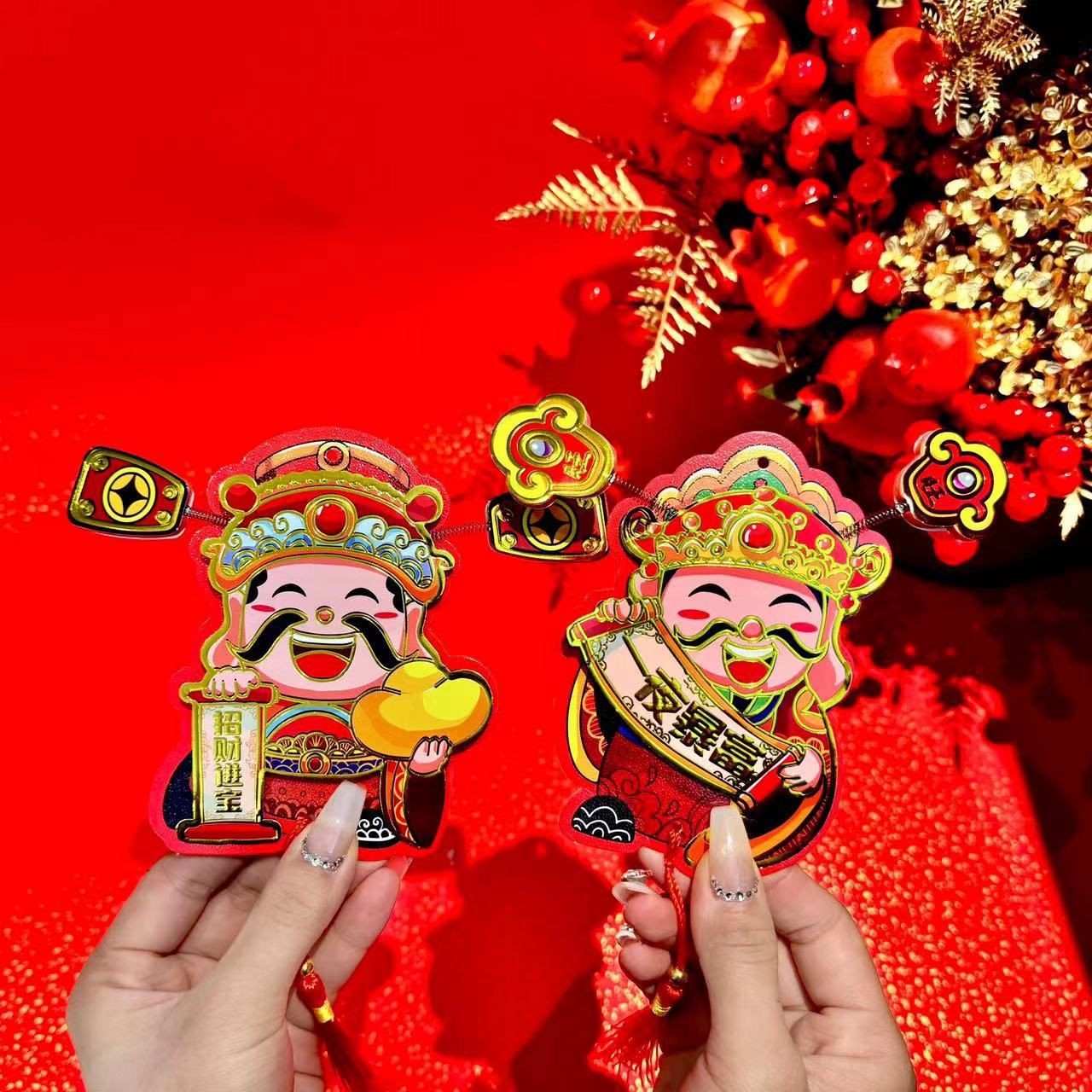2024 new God of Wealth magnetic ice box stickers spring festival God of Wealth ornaments creative cute God of Wealth magnetic ice