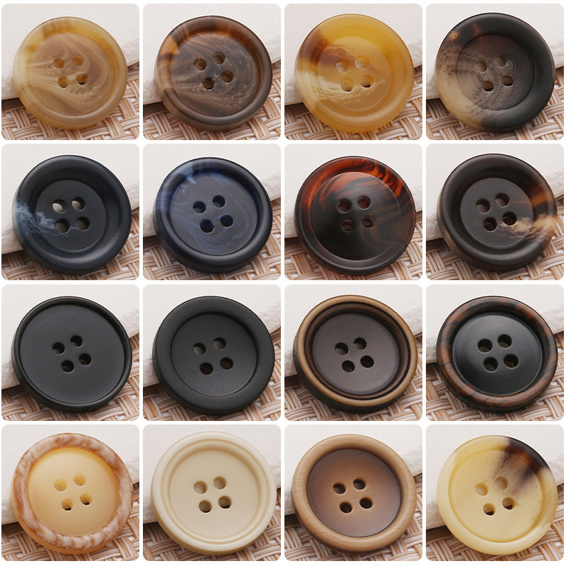 Resin Pattern Buttons for Women's Trench Coats, Clothing Buttons, Various Versatile Men's Suit and Pants Decorative Buttons