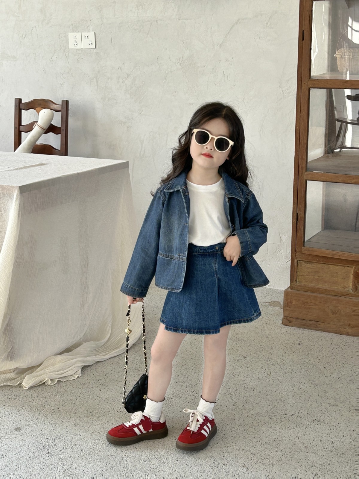 2025 Spring Girls' Coat Korean Style Children's Denim Jacket Western Style All-match Skirt