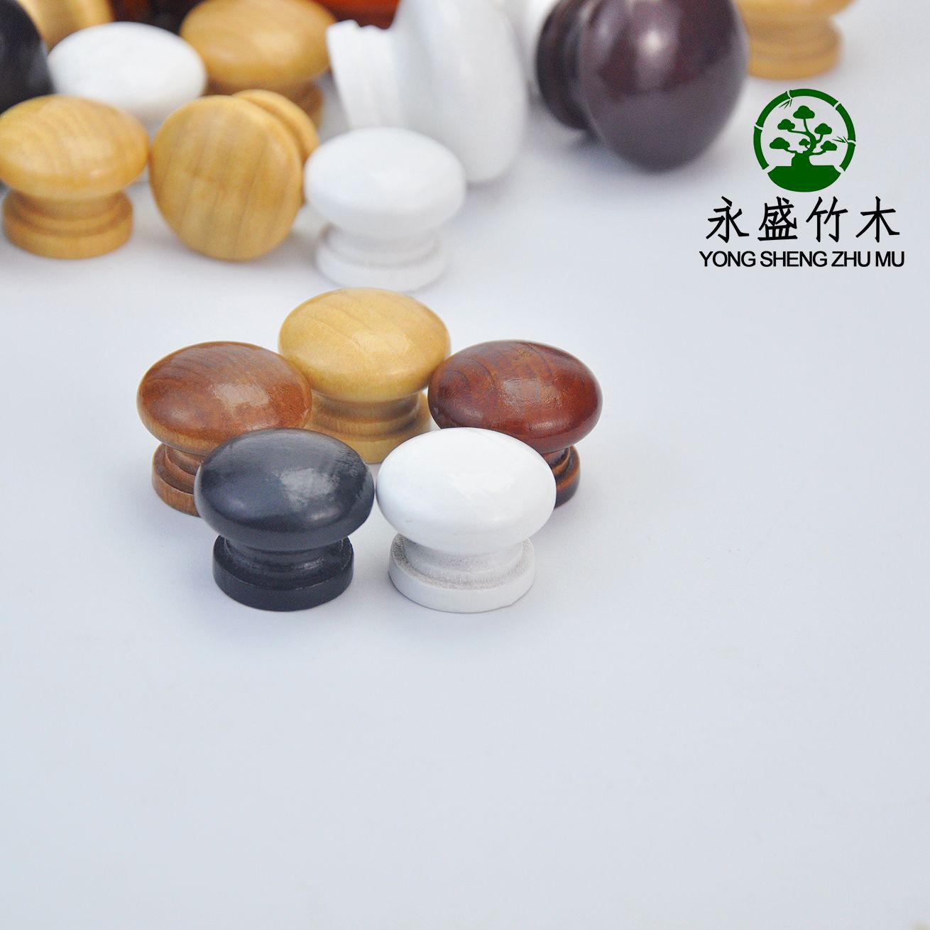 Mushroom-Shaped Wooden Handle Single-Hole Drawer Handle Lotus Wood Solid Wood Handle Ball Handle Modern Simple Wardrobe Handle