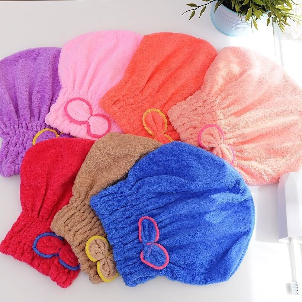 Шапка для душа из кораллового флиса, водопоглощающая, с бантом, оптовая продажа