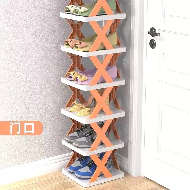 Douyin Same-style Multi-layer Space-saving Folding Shoe Rack Simple Plastic Shoe Rack Household Living Room Dormitory Bedroom Storage Shoes