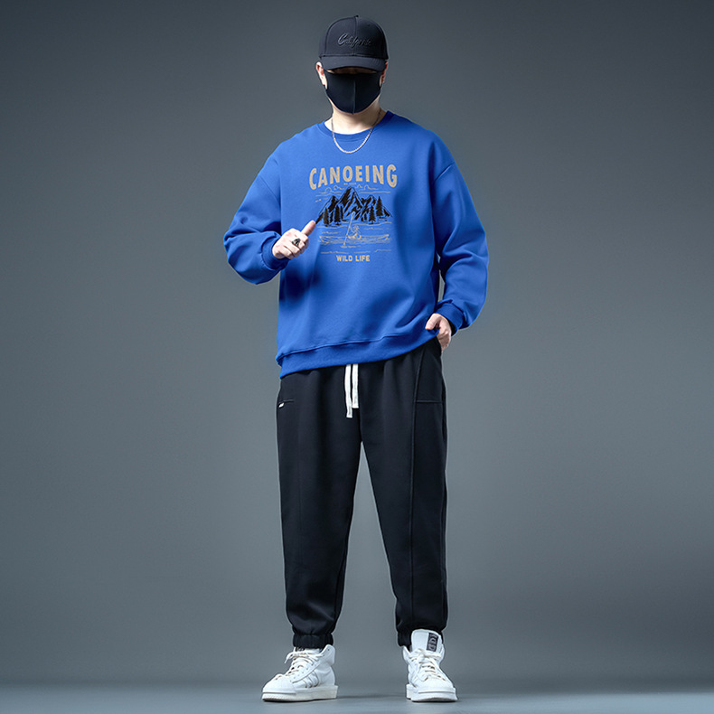 74053-rowing forest G619-Black-854 bathroom-Black-pure-720 pants set extra large trendy casual