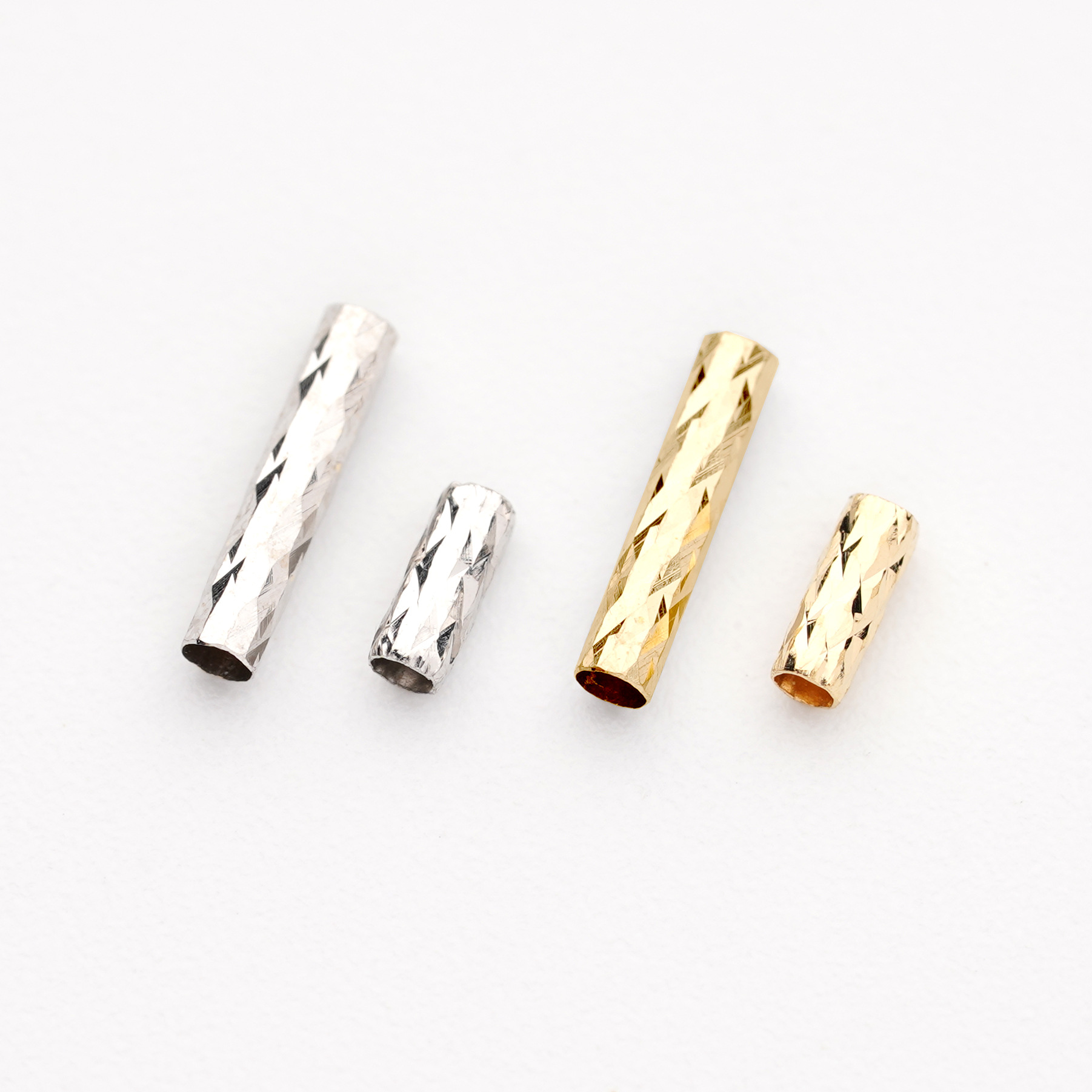 18K Gold Gold Tube DIY Handmade Accessories Horizontal Tube Gold Wire Tube Turned Straight Tube Connecting Tube Au750 Wholesale Combination