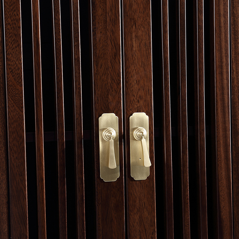 All Solid Wood Bookcase Combination New Chinese Style Furniture Ebony Bookshelf with Door Combination Storage Cabinet Floor-Standing Large Bookcase