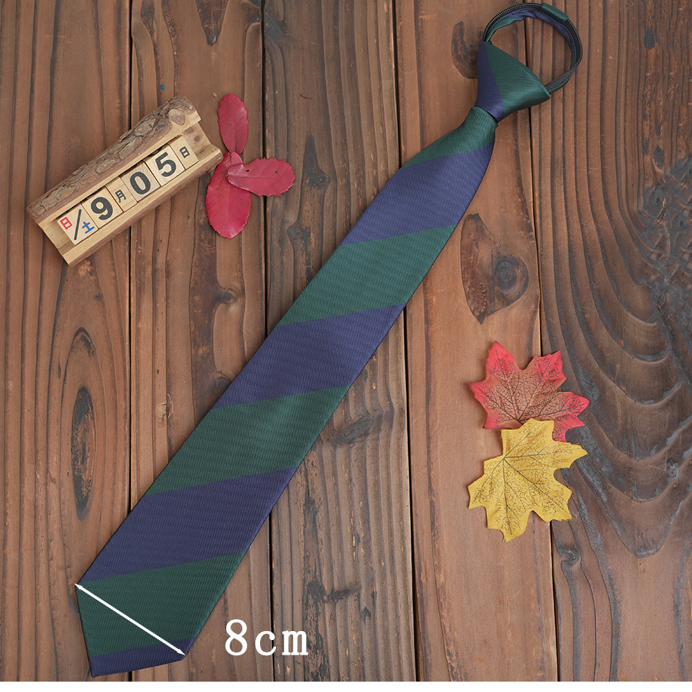 8cm Lazy Knot-Free Zipper Tie Tie Polyester Thick Stripe Men's Business Dating Banquet Joker Direct Supply