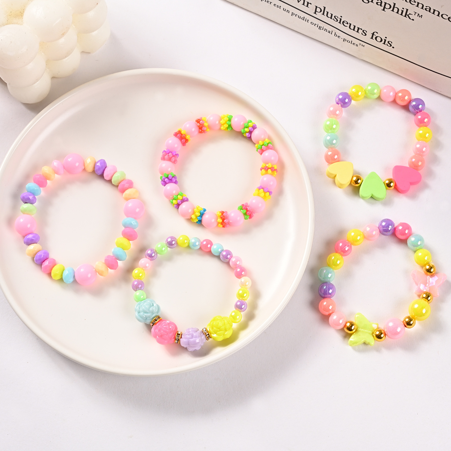 Cartoon Children's Bracelet Female Princess Glass Beaded Cute Girl Baby Bracelet Student Jewelry Bracelet Jewelry