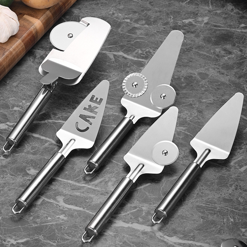 Stainless Steel Pizza Cutter Single Wheel Double Wheel Lace Roller Cutter Multifunctional Cake Spatula Wheel Cake Cutter Triangle Spatula