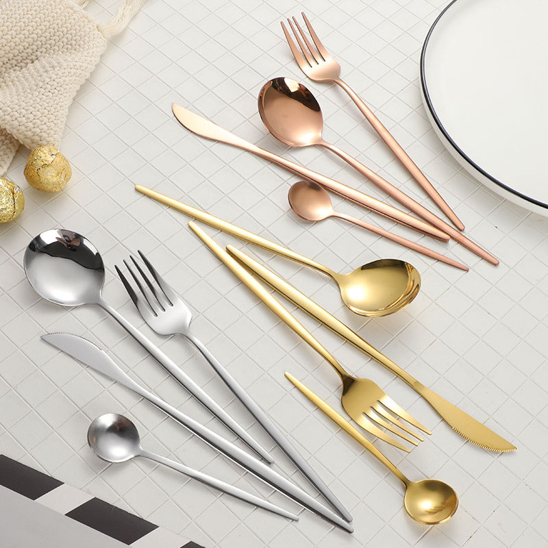 Cross-border Portuguese stainless steel western tableware knife and fork spoon four-piece spoon hotel steak knife and fork coffee spoon gift