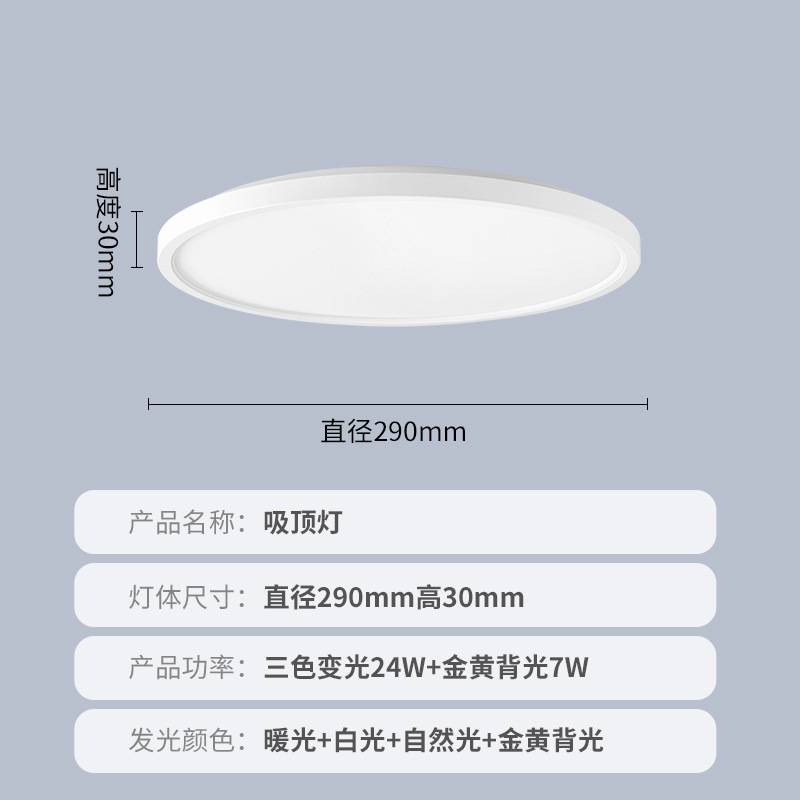 Cross-Border Direct Supply Wifi Backlight Ceiling Lamp Ultra-Thin Led Bedroom Study Ceiling Lamp Rgb Backlight Amber Night Light