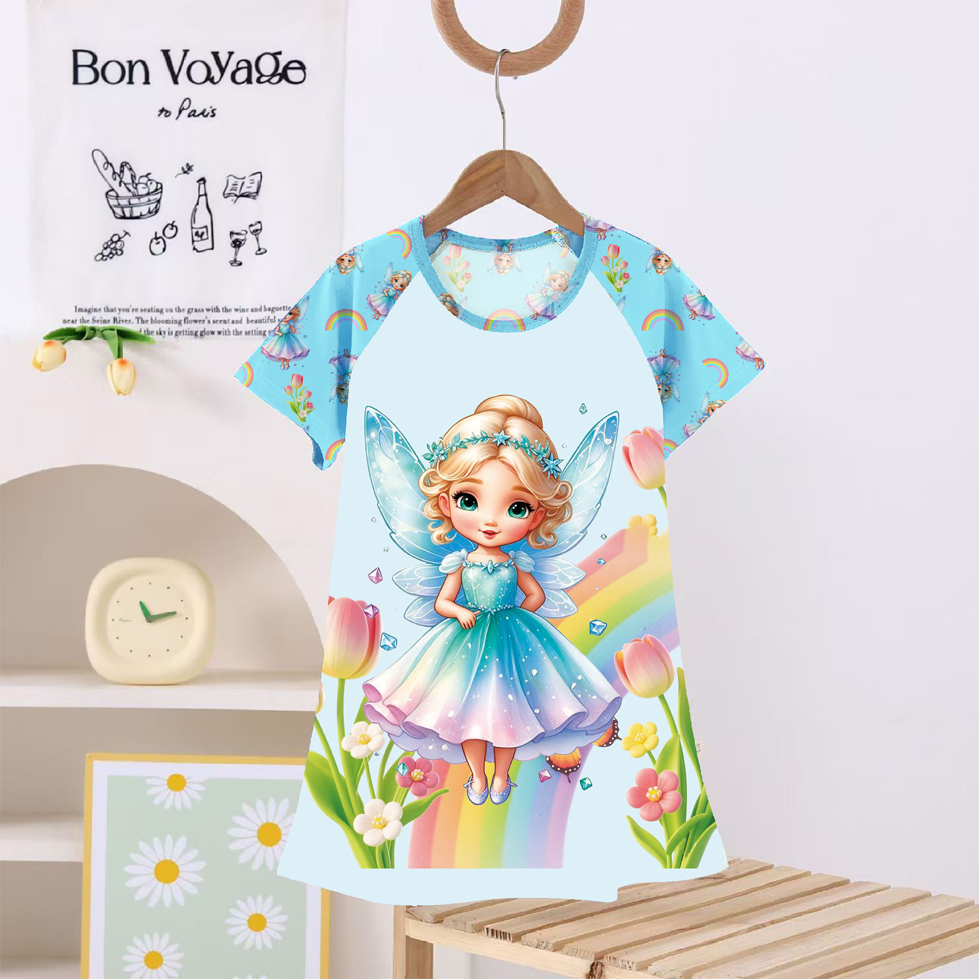 Wholesale Southeast Asian Girls' Pajamas Summer Girls' Nightgown Cartoon Ice and Snow Thin Dress Summer New Style