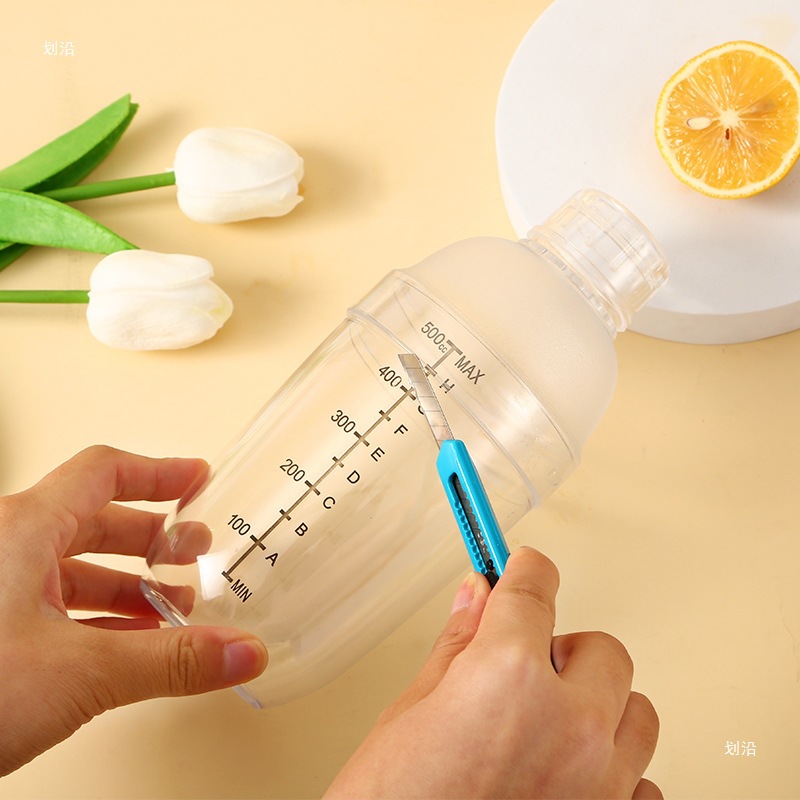 手摇雪克杯三件套塑料调酒器摇奶茶器皿暴打柠檬有刻度水果冰块