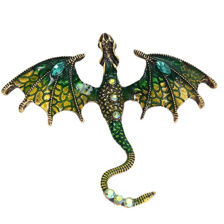 Vintage Oil Dropping Cartoon Dragon Style Brooch for Men and Women Couple All-match Personalized Suit Coat Accessories Pin Jewelry
