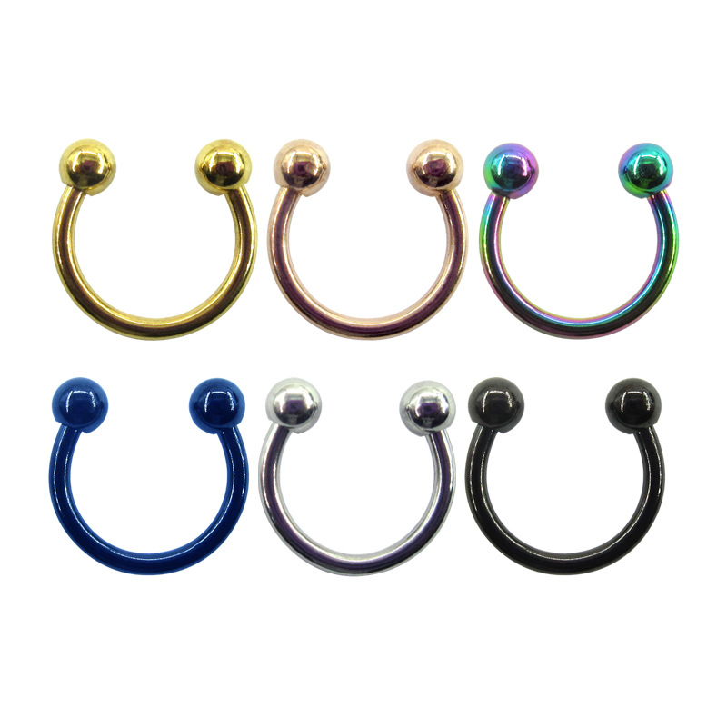 Meier Stainless Steel Eyebrow Nail Outer Teeth Horseshoe Ring C-Shaped Open Nose Ring Breast Ring Vaginal Ring Body Piercing Jewelry