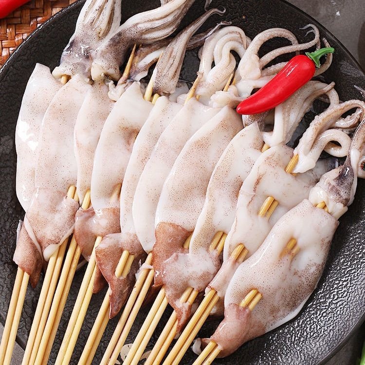 Iron Plate Large Squid Skewers Barbecue Skewers Hot Pot Fried Ingredients Family Commercial Fresh Frozen Semi-Finished Products Sf Free Shipping