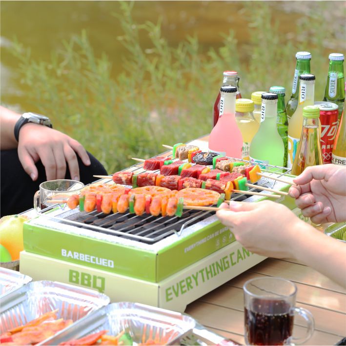 Factory Supply Disposable Grill Outdoor Grill Camping Portable Grill Household Smokeless Fruit Wood Carbon Burning