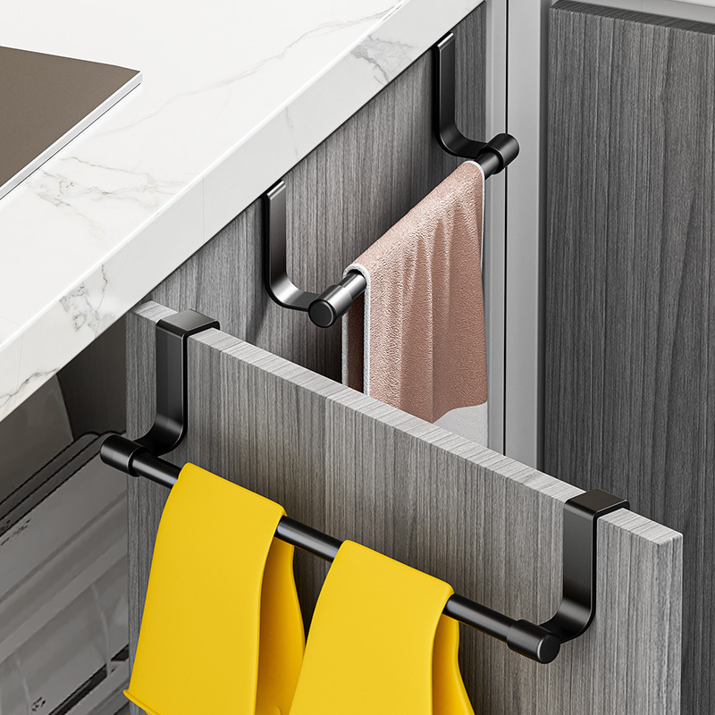 New stainless steel multi-purpose door towel rack kitchen cabinet door back type rag rack storage rack towel bar