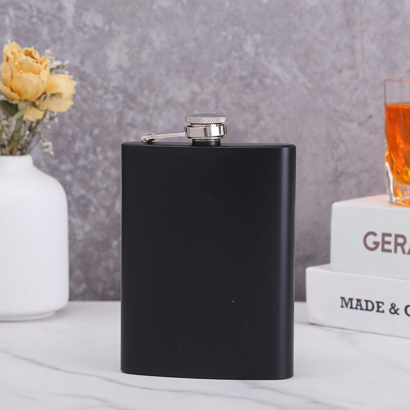 Регулируемый цвет, 8 унций, черная матовая нержавеющая сталь, оптовая продажа, 6 унций, 7 унций, портативный уличный плоский винный горшок, белый винный горшок